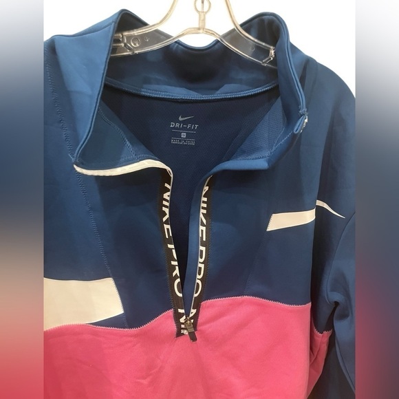 NEW Nike Pro Women Training Top Plus Sz 1X Dri-Fit Teal Pink 3/4 Zip Pullover - Picture 3 of 11